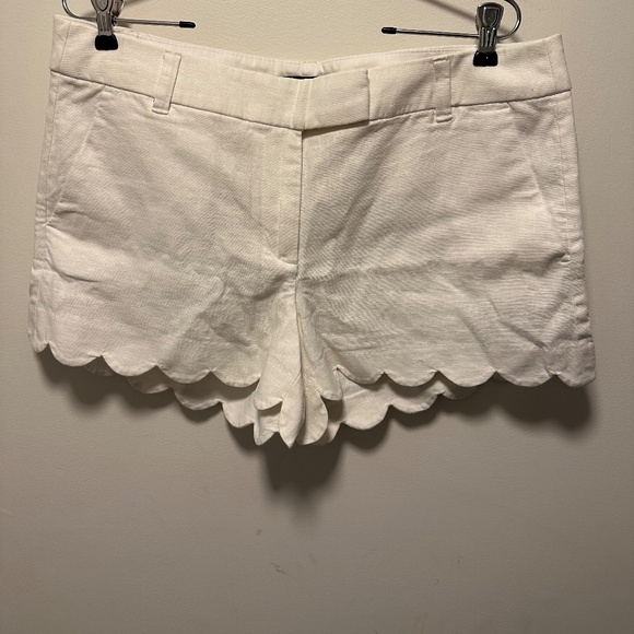 J. Crew Pants - J Crew Women's Shorts White Scallop Hem Size 14 Cotton/Linen NWOT Machine Wash
